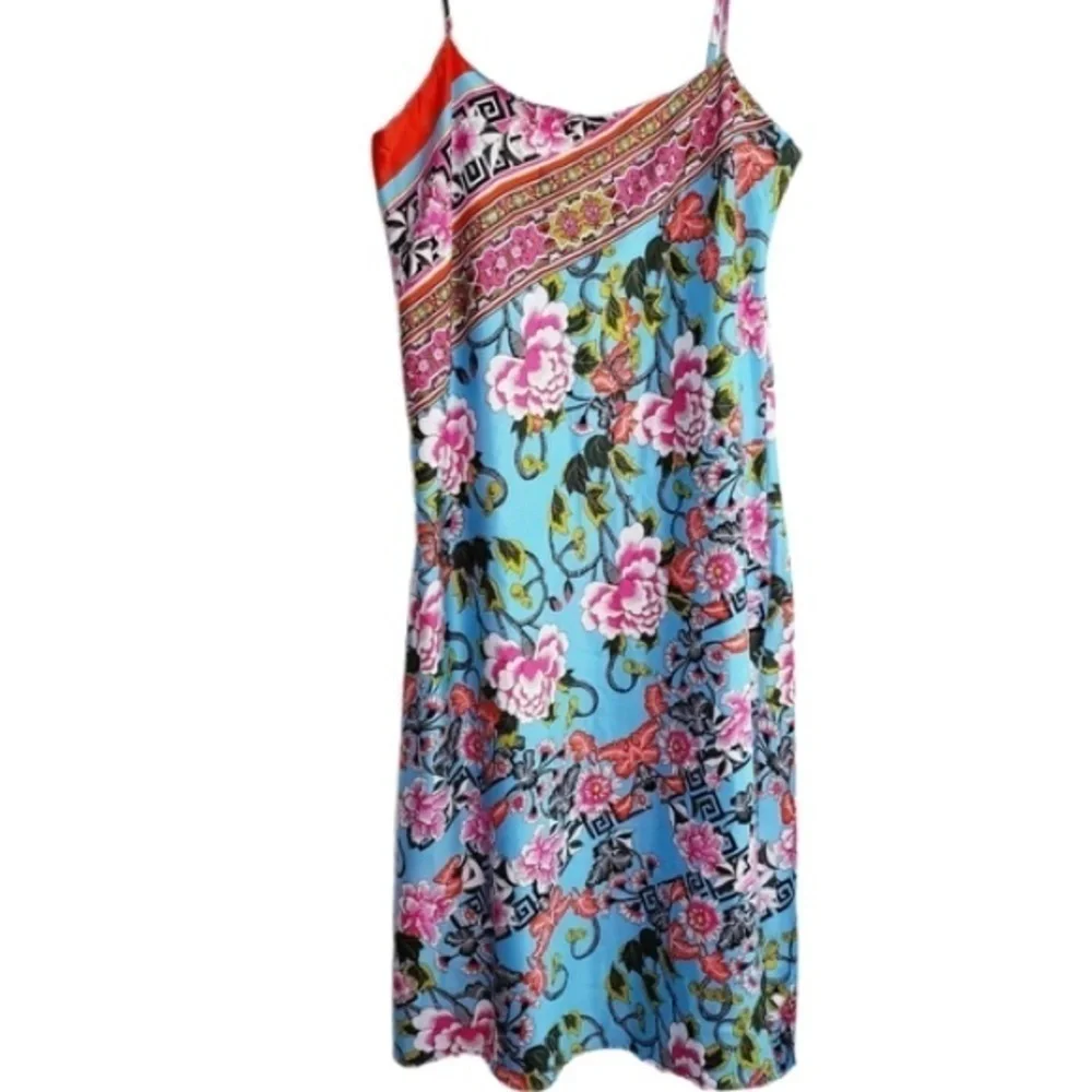 Natori Private Luxuries, Tropical Floral Slip Dress Resort Vacation Dress Size M